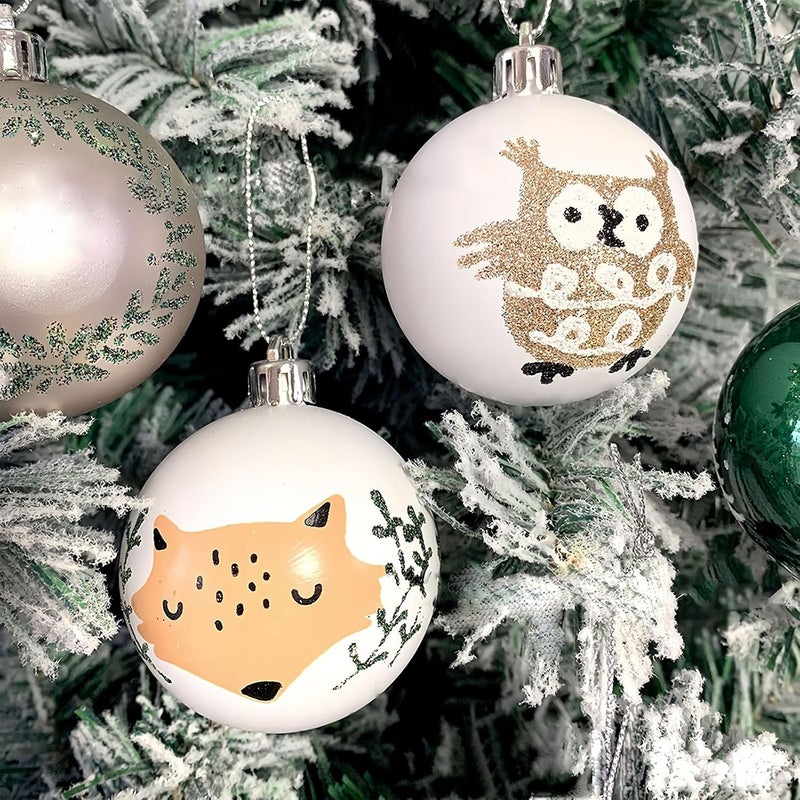 Mumoo Cat مجموعة مومو كات من 16 قطعة من زينة كرات عيد الميلاد، كرات شجرة عيد الميلاد، كرات عيد الميلاد البلاستيكية المطلية لتزيين حفلات ومنزل عيد الميلاد (الأخضر) - Image 3