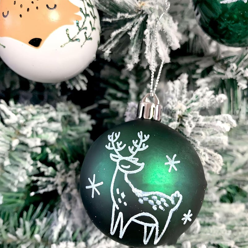 Mumoo Cat مجموعة مومو كات من 16 قطعة من زينة كرات عيد الميلاد، كرات شجرة عيد الميلاد، كرات عيد الميلاد البلاستيكية المطلية لتزيين حفلات ومنزل عيد الميلاد (الأخضر) - Image 4