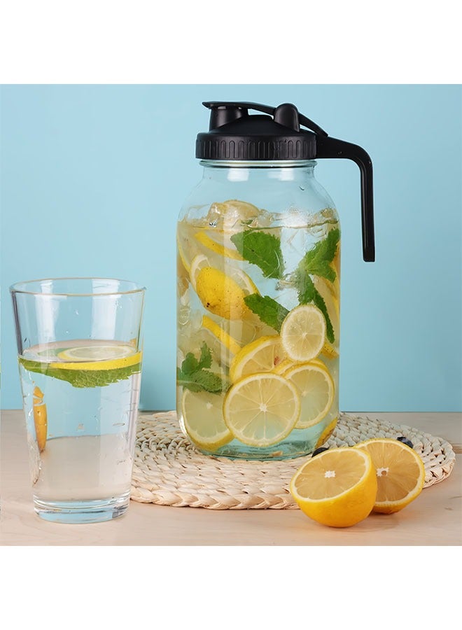 HOMESTAR 64oz Sun Tea Glass Jar for Outside, Half Gallon Glass Pitcher with Airtight Lid, Water Jug, Milk Container for Fridge, Heavy Duty Wide Mouth Mason Jar for Iced Tea, Cold Brew Coffee, Drink - Image 1