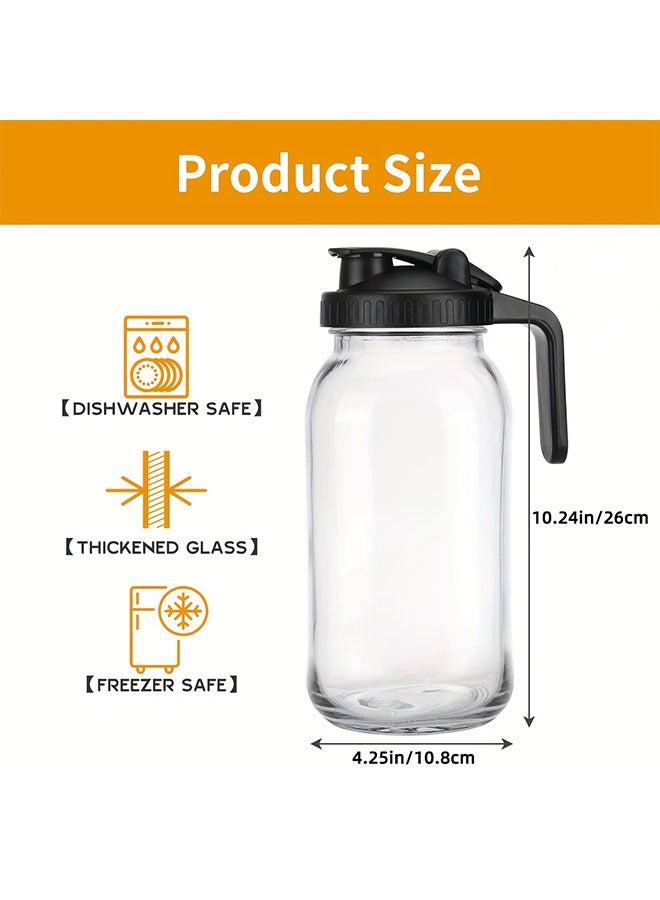 HOMESTAR 64oz Sun Tea Glass Jar for Outside, Half Gallon Glass Pitcher with Airtight Lid, Water Jug, Milk Container for Fridge, Heavy Duty Wide Mouth Mason Jar for Iced Tea, Cold Brew Coffee, Drink - Image 2