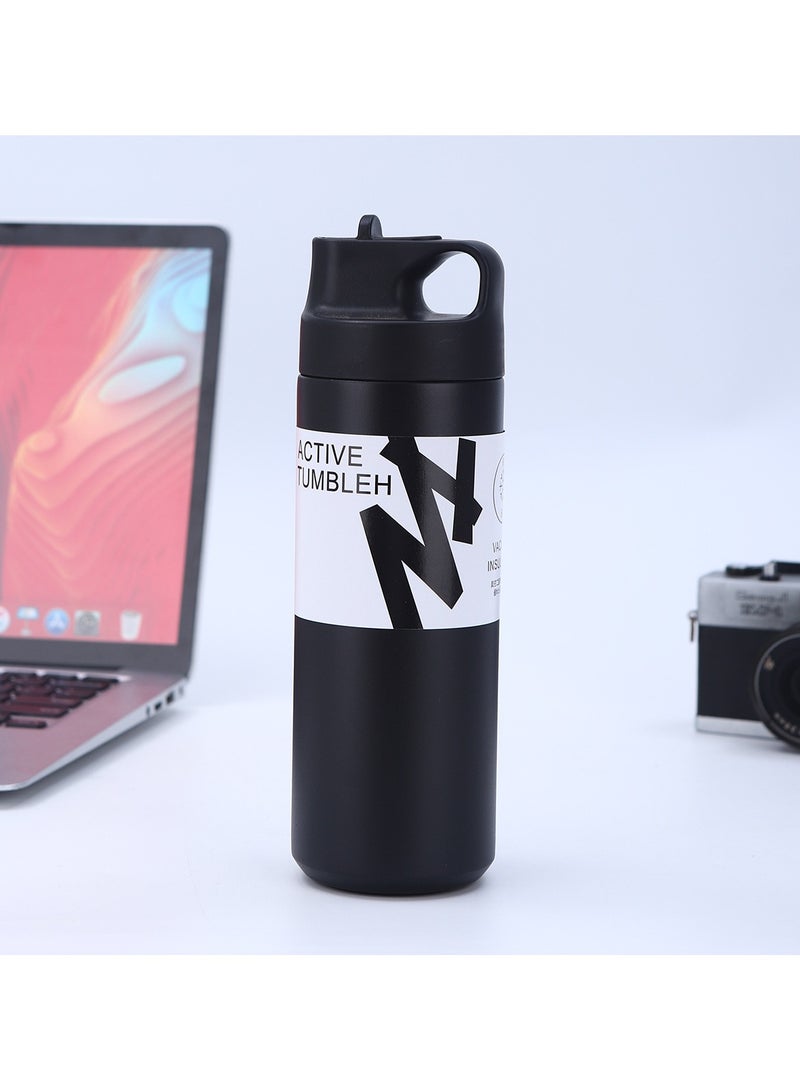 xozgdovg Suction bill Element Cup Thermos cup portable straw black 