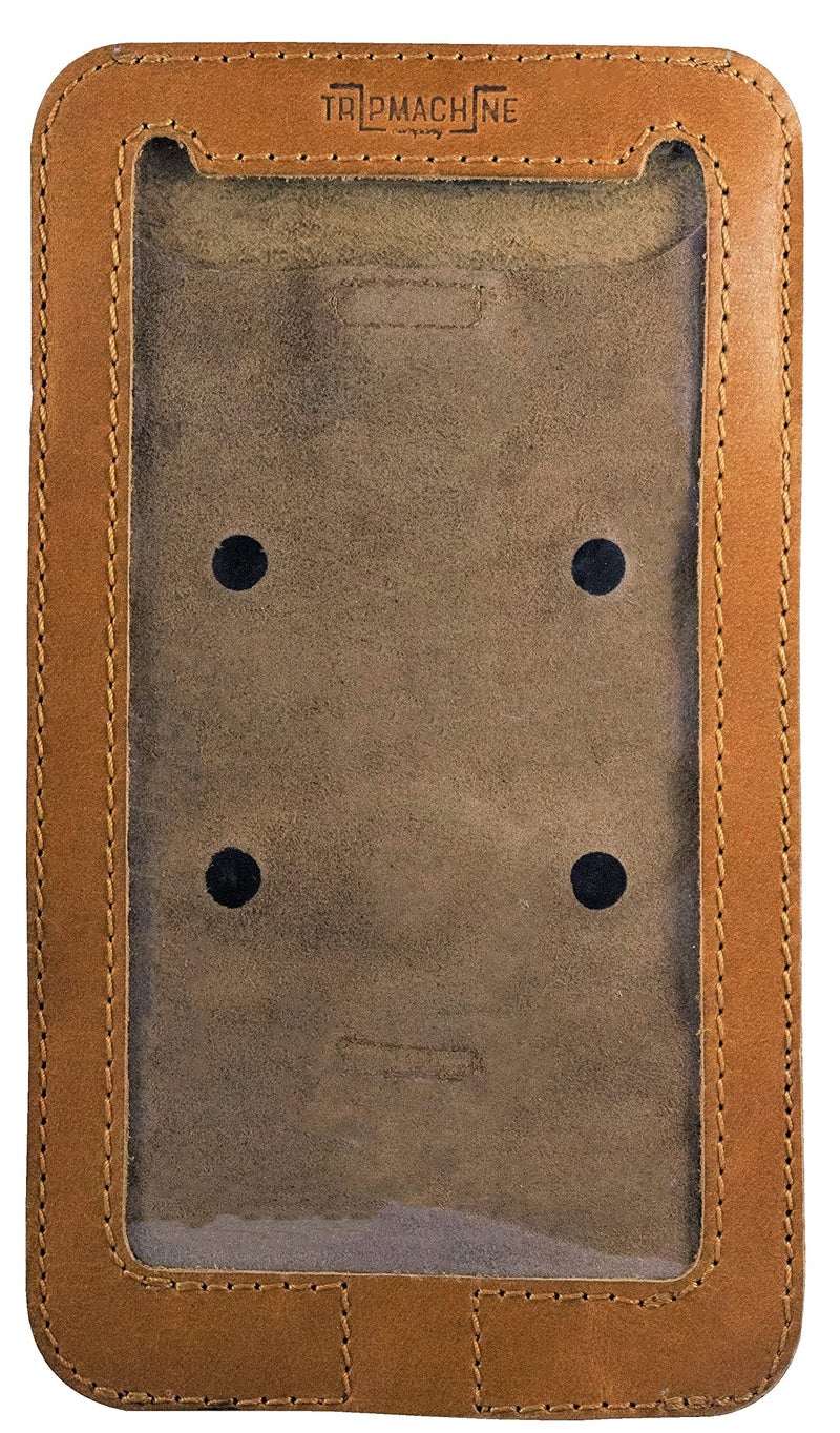 Trip Machine Company Genuine Leather Compact Magnetic Motorcycle Phone/Mobile Pouch & Tank Bag/Pouch for All Motorcycles with a Metal Tank Vintage Tan - Image 4