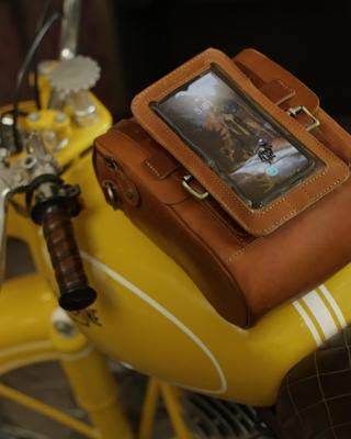 Trip Machine Company Genuine Leather Compact Magnetic Motorcycle Phone/Mobile Pouch & Tank Bag/Pouch for All Motorcycles with a Metal Tank Vintage Tan - Image 3