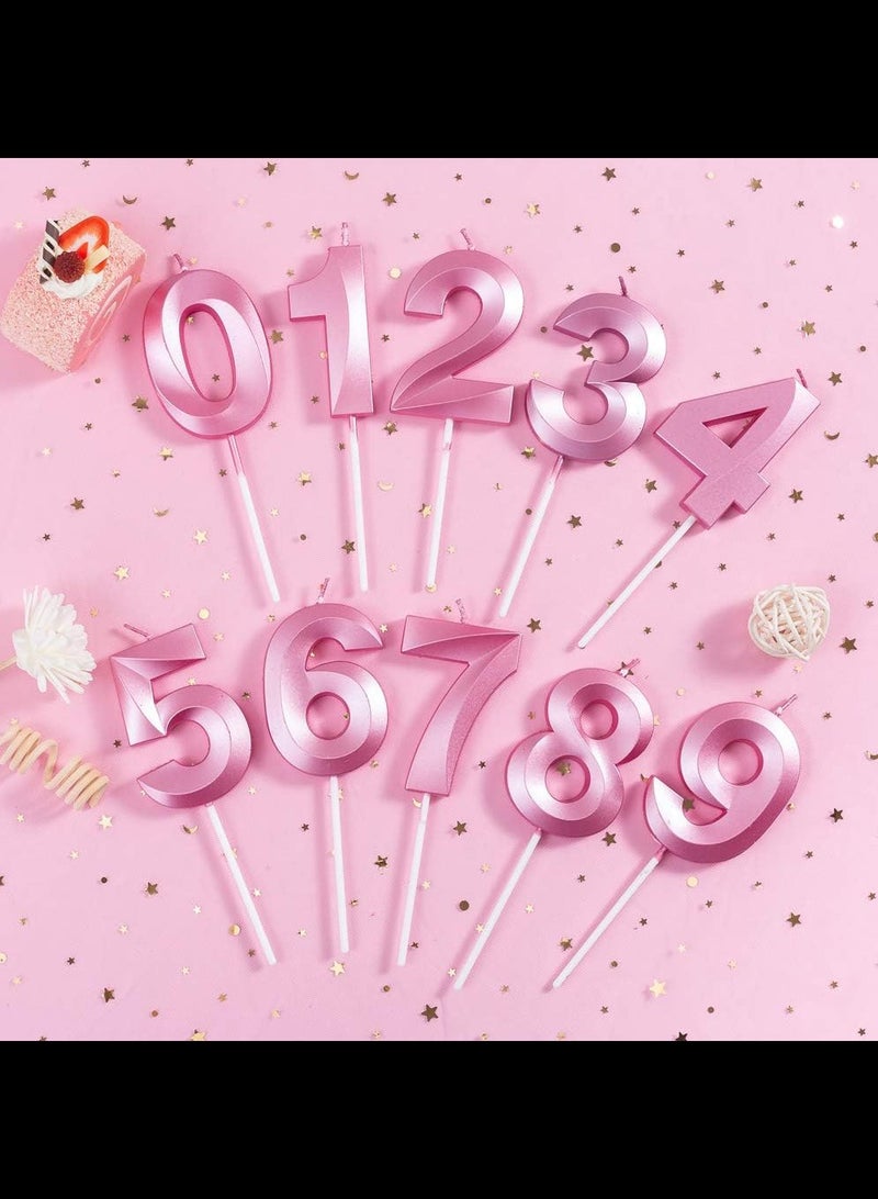Birthday Cake Candles, Number Birthday Candle Cake Topper Decorations (Pink 8)  - Image 3