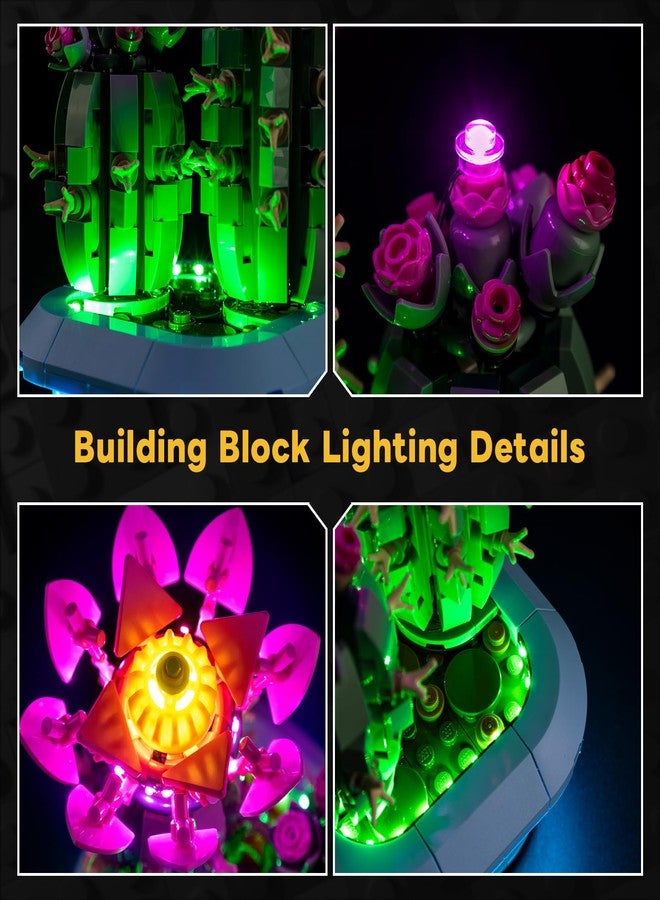 Kyglaring طقم إضاءة Kyglaring متوافق مع مكعبات بناء Lego Flowering Cactus 11509، مزود بتحكم باللمس وإضاءة ملونة، ملحق لمكعبات بناء مجموعة Lego 11509، إضاءة فقط - Image 4