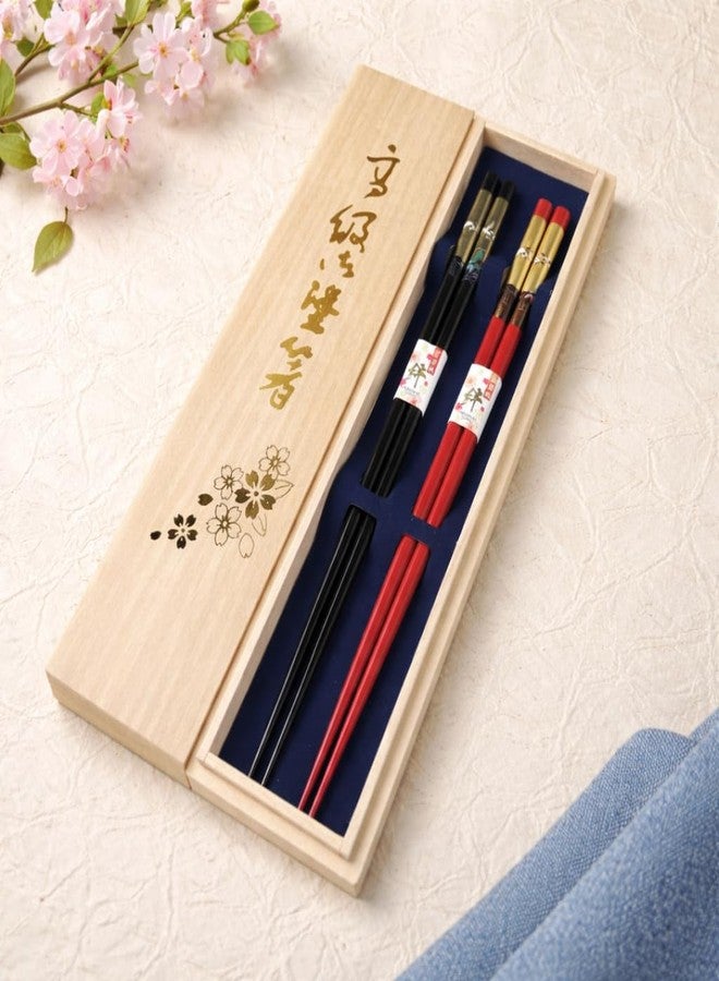 Terra Distribution Premium Japanese Chopsticks Reusable 2prs Set [ Made in Japan ] Traditional Lacquer Art Wooden Chopsticks A (Golden Crane BK/RD(2KR001)) - Image 5