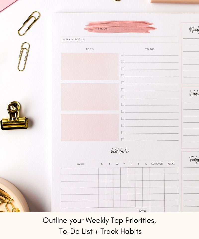 Lamare دفتر تخطيط أسبوعي لاماري - دفتر ملاحظات أسبوعي غير مؤرخ لقائمة المهام للمدرسة والمنزل ومكتب العمل وتخطيط الإنتاجية - Image 2