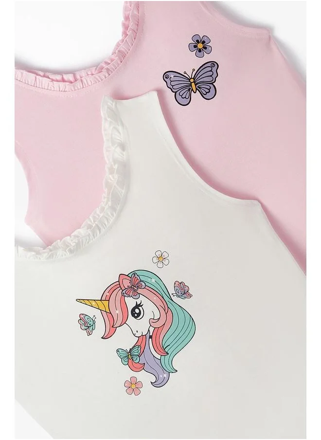 جون June Girl 2-Pack Tank Top Ecru - Pink