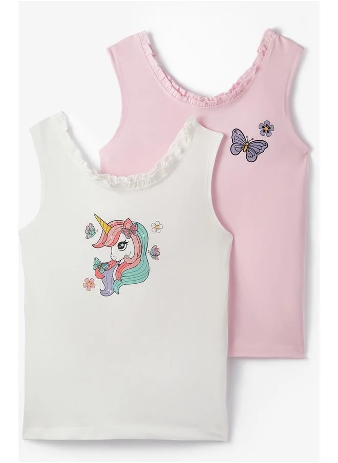 JUNE June Girl 2-Pack Tank Top Ecru - Pink