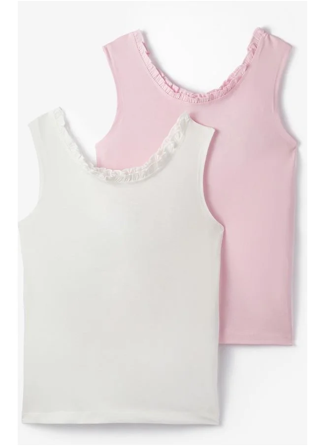 JUNE June Girl 2-Pack Tank Top Ecru - Pink