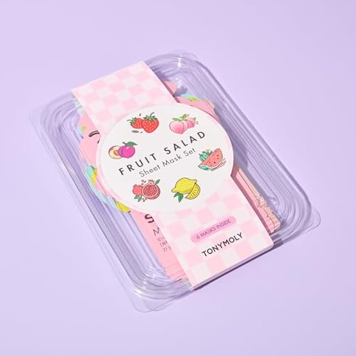 TONYMOLY Fruit Salad Sheet Mask Set – 6 Hydrating & Brightening Korean Face Masks with Vitamin C & Antioxidant Fruit Extracts for Radiant, Glowing, Nourished Skin – K-Beauty Self Care & Gift Set - Image 5