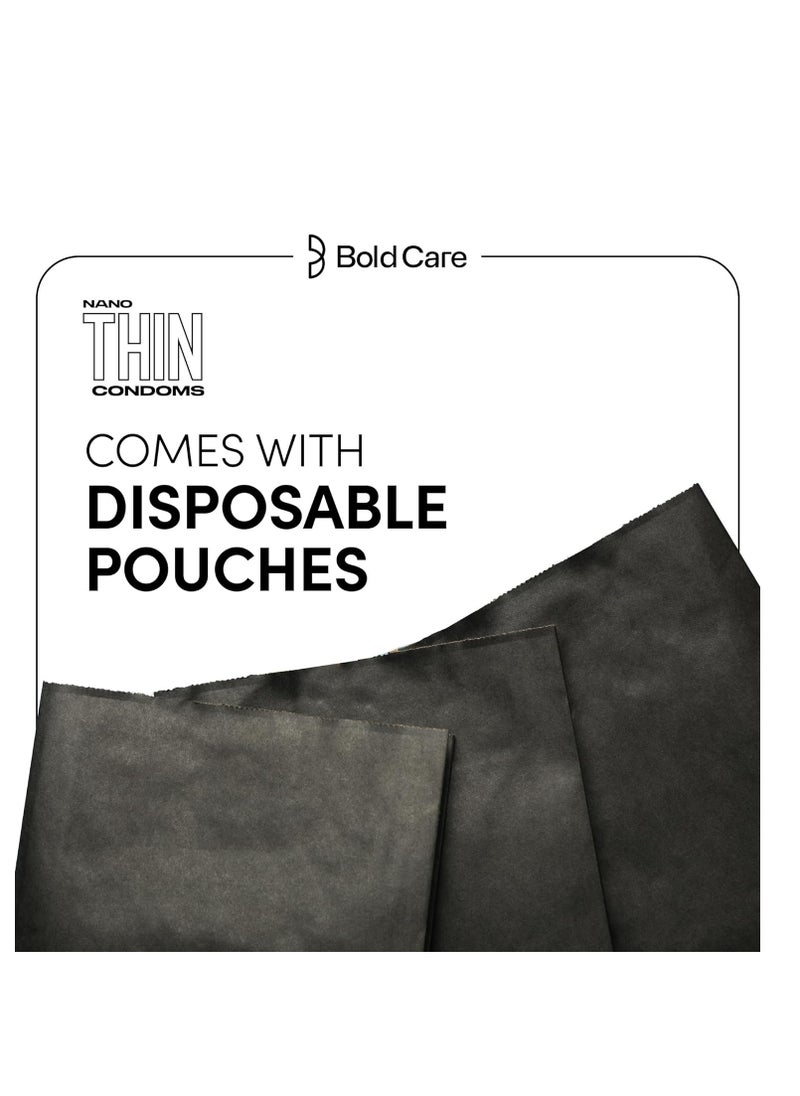 Bold Care Bold Care 404 Super Nano Thin Lubricated Condoms For Men With Disposable Pouches | 50 Microns | 10 Units | Close Fit With A Barely There Feel | Transparent Extra Thin Condom  - Image 4