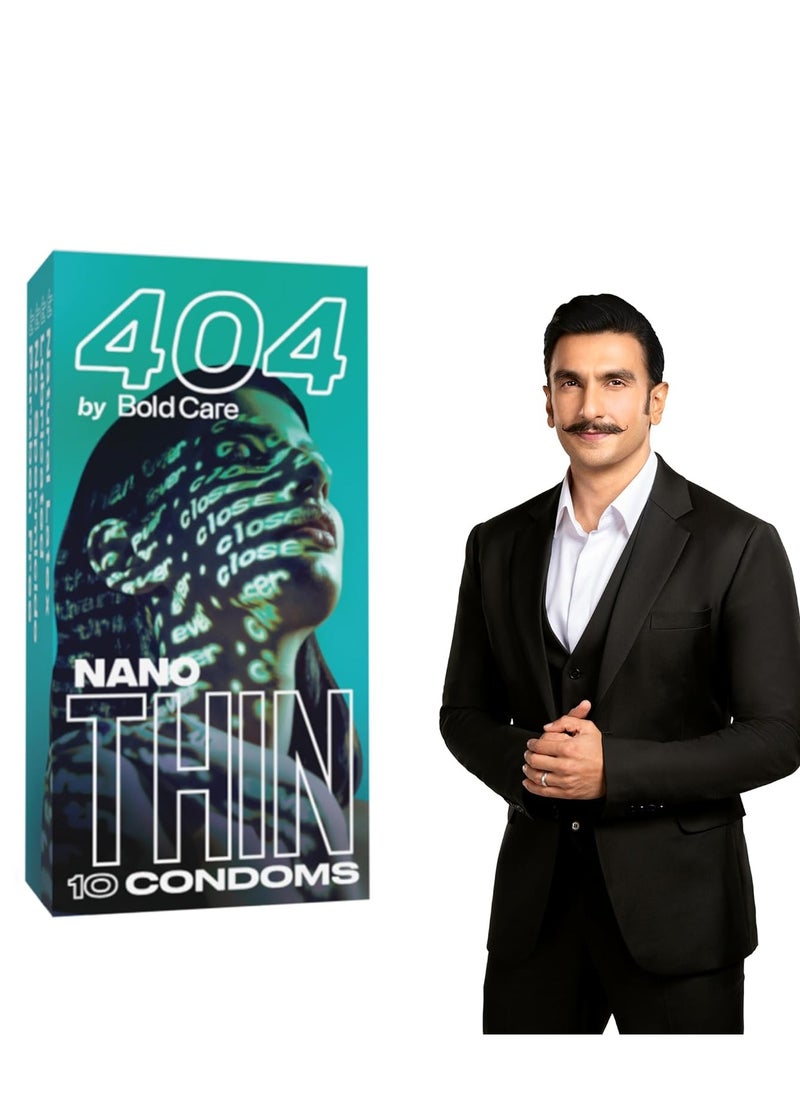 Bold Care Bold Care 404 Super Nano Thin Lubricated Condoms For Men With Disposable Pouches | 50 Microns | 10 Units | Close Fit With A Barely There Feel | Transparent Extra Thin Condom  - Image 1