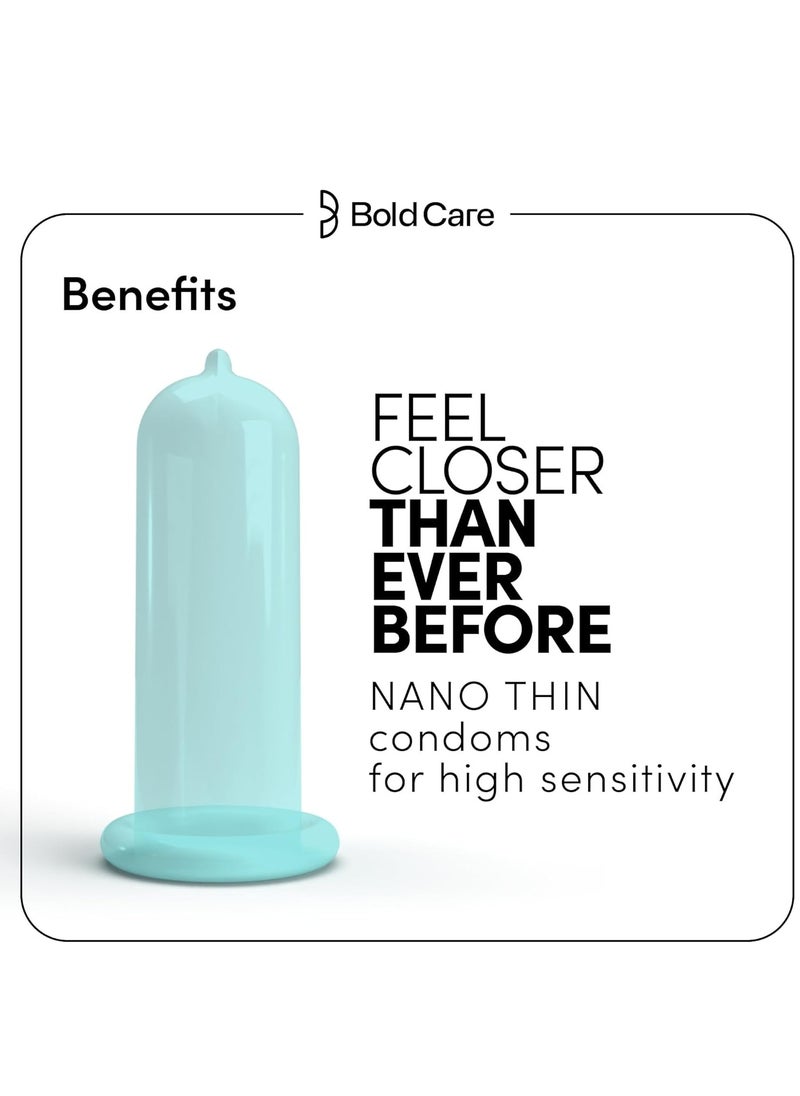 Bold Care Bold Care 404 Super Nano Thin Lubricated Condoms For Men With Disposable Pouches | 50 Microns | 10 Units | Close Fit With A Barely There Feel | Transparent Extra Thin Condom  - Image 3