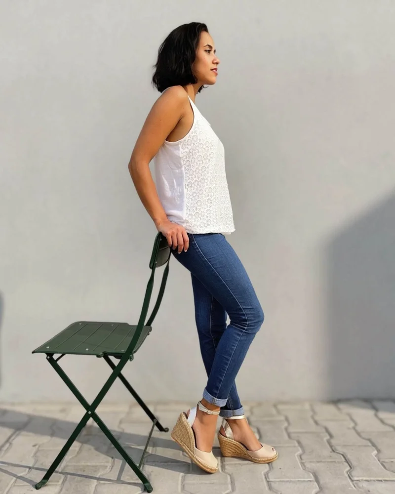 شو كيو Peep Toe Espadrille Wedge