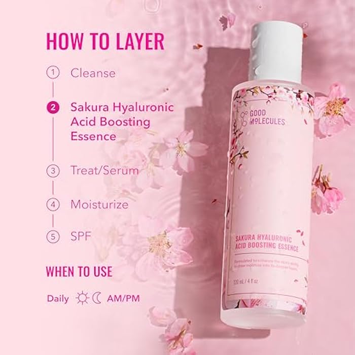Good Molecules Sakura Hyaluronic Acid Boosting Essence - Ultra Hydrating Facial Moisturizer - Skincare for Hydration, Tightening, Anti Aging, Instant Glow - Skin Care for Face - Image 5