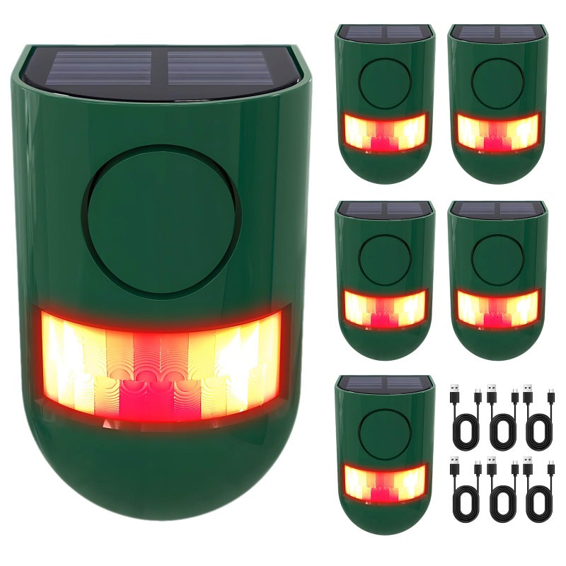 ChunHee Solar Motion Sensor Alarm Outdoor 4 Working Mode Motion Activated Alarm 129dB Loud Sound Noise Maker IP65 Waterproof Motion Detector with Strobe Light for Yard Farm Garden 6PC - Image 2