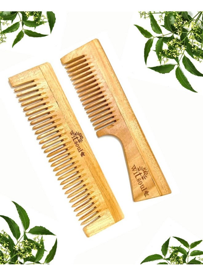 WITSOUL Natural Neem Wood Comb for Hair Growth/Hair fall/Dandruff Control/SET OF 2 - Image 1