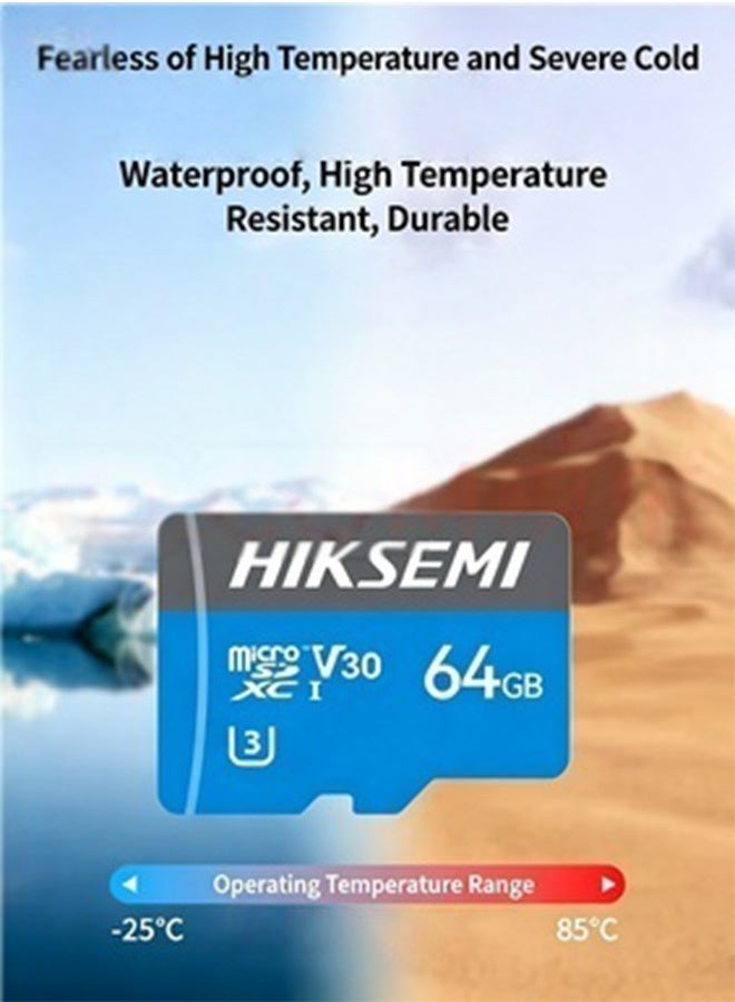 HIKSEMI 64GB Micro SDXC TF Card, V30 U3 Dash Cam Special Memory Card, Max 100MB/s Read Speed, Multi-Resistant Endurance Micro SD Card for Car DVR Vehicle Dash Cameras - Image 1