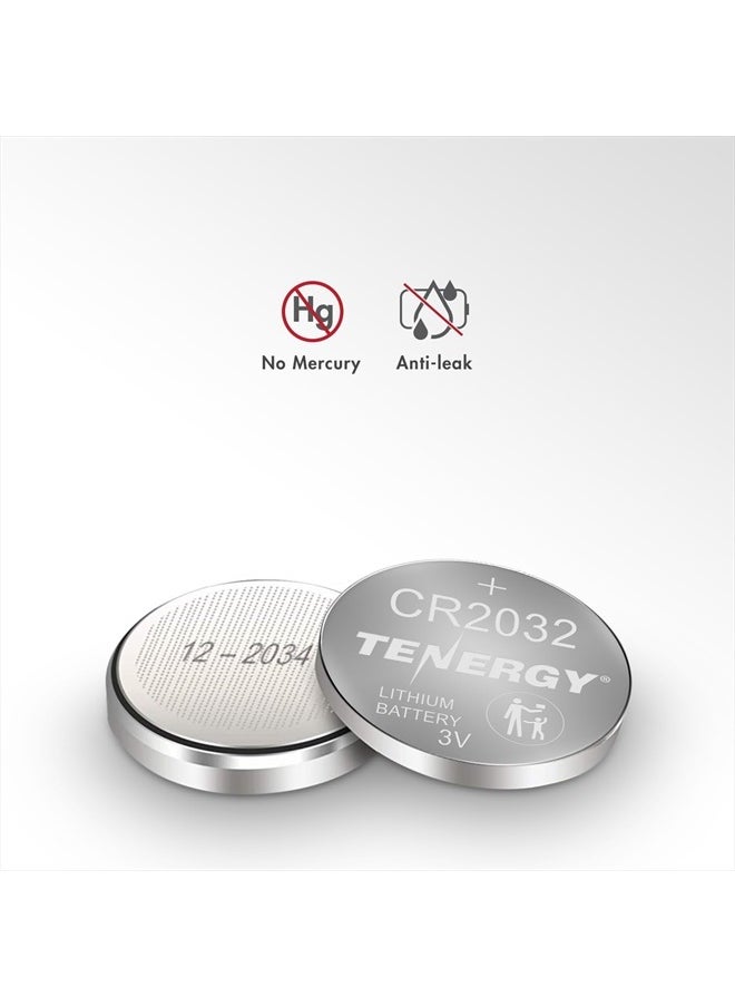 Tenergy - 3V CR2032 Batteries, Lithium Button Coin Cell 2032 Battery, Compatible with AirTags, Key FOBs, Calculators, Coin Counters, Watches, Heart Rate Monitors, Glucometer, and More - 10 Pack - Image 1