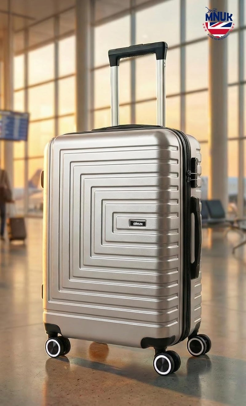 MNUK Pilgrimage Carry-on Luggage | Hardside Soft Handle Trolley with TSA Lock |Double 360° 4 Wheeler (Silver, Carry-On 20 Inch) - Image 2
