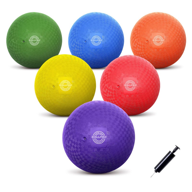 BallFUN Dodgeballs Playground Balls 7 Dodge Ball Set for Kids Adults Bouncing Kickballs Handball for Outdoor Indoor Games Includes Pump Mesh Storage Bag 76 Pack - Image 2