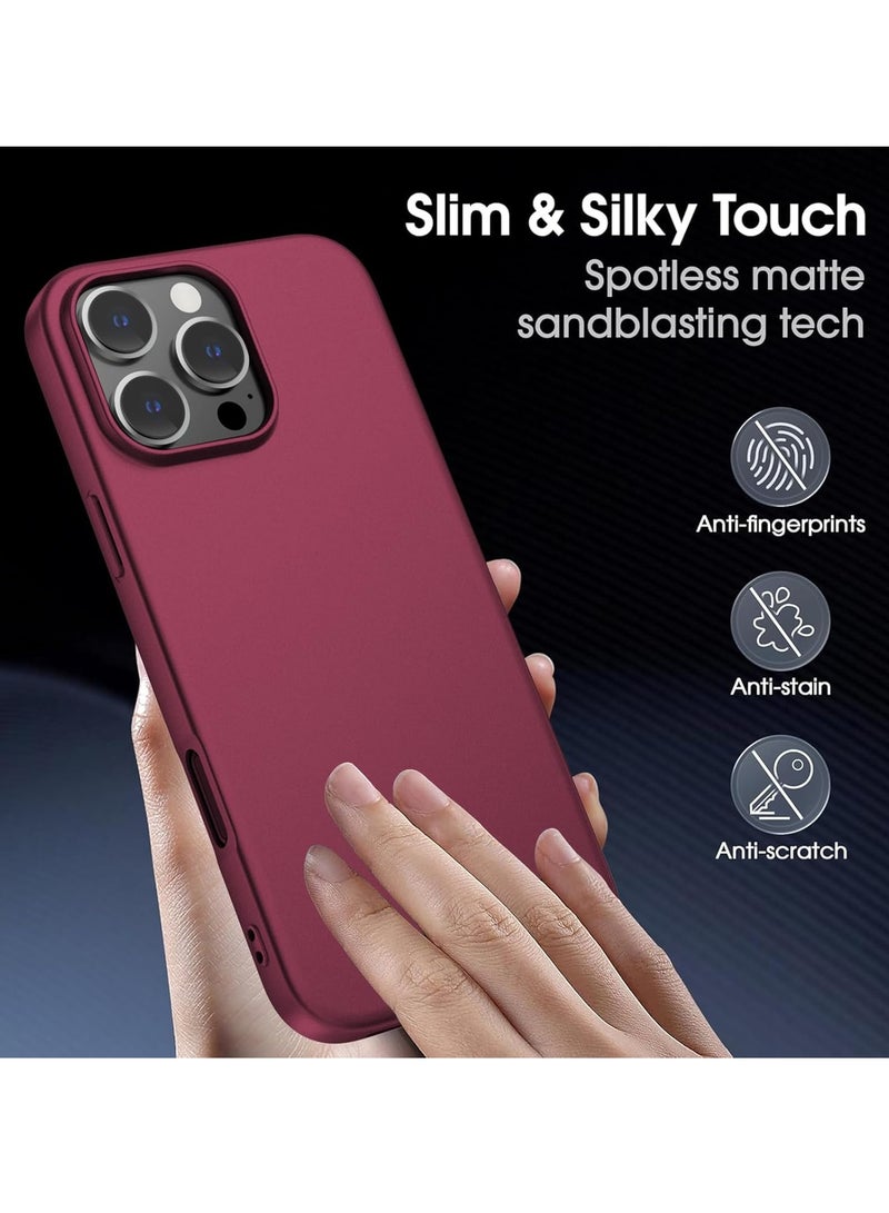 Ultra-Thin Matte Case for iPhone 16 Pro Max – Wine Red with Camera Lens and Screen Protectors - Image 3