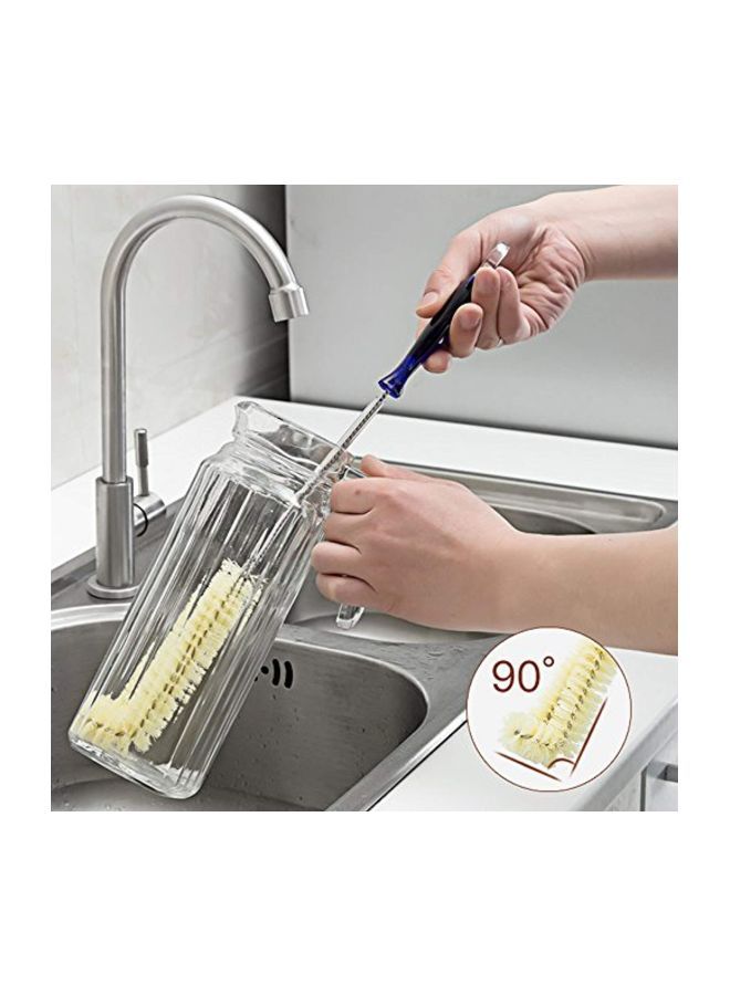 Bottle Cleaning Brush Blue/Silver/Yellow 17x2.5x1.8inch  - Image 3