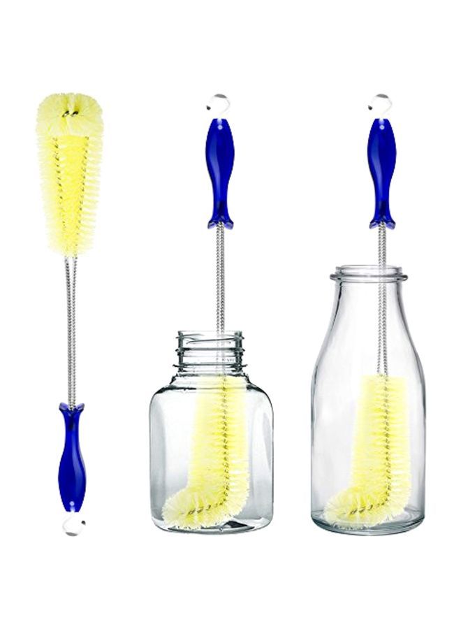 Bottle Cleaning Brush Blue/Silver/Yellow 17x2.5x1.8inch  - Image 1