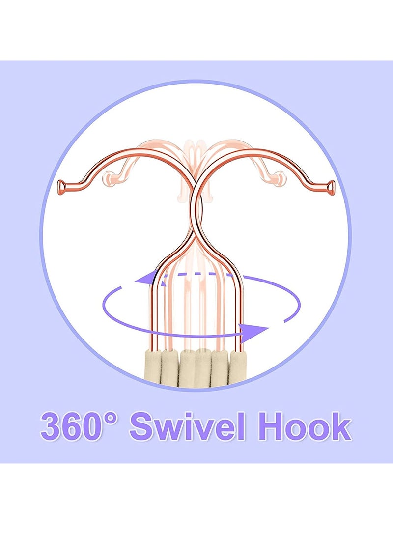 مجموعة من 50 شماعة مخملية للأطفال باللون البيج مقاس 11 بوصة - شماعات ملابس الأطفال غير القابلة للانزلاق، خطاف 360 درجة من الكروم الوردي الذهبي.