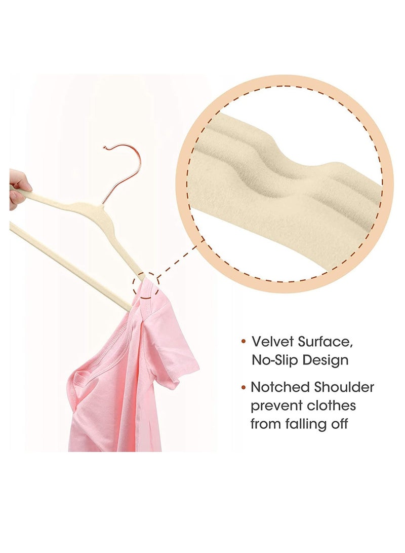 Red Dot Gift 50-Pack Beige Color Baby Velvet Hangers 11Inch - Nursery Clothes Hangers Non Slip Toddler Hangers, 360 Chrome Rose-Gold Hook. - Image 3