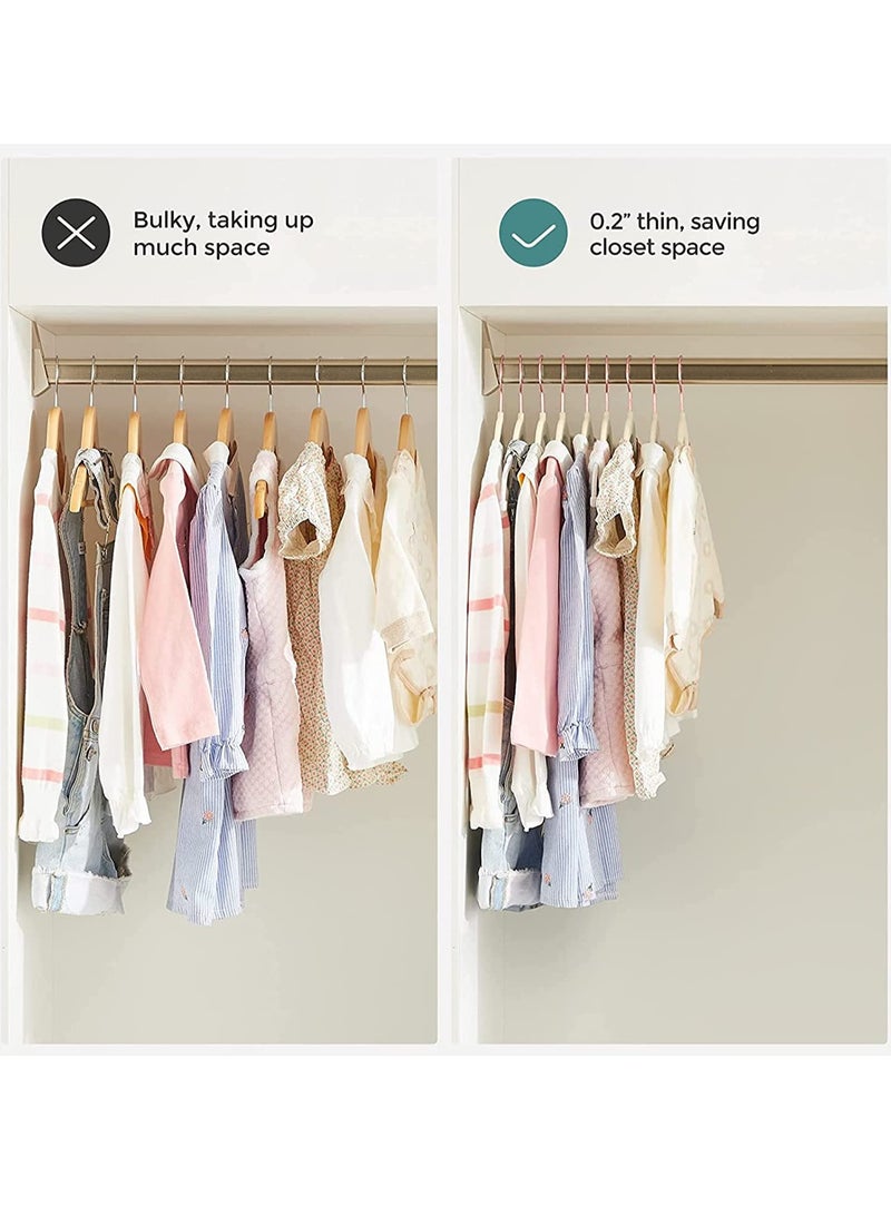 مجموعة من 50 شماعة مخملية للأطفال باللون البيج مقاس 11 بوصة - شماعات ملابس الأطفال غير القابلة للانزلاق، خطاف 360 درجة من الكروم الوردي الذهبي.