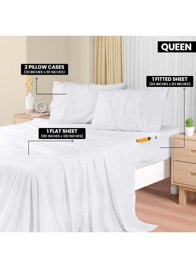 Utopia Bedding Deep Pocket Queen Sheet Set  Fits Mattresses Up to 21 inches  Cooling Soft  Breathable  OekoTEX 4 Piece Bed Sheets White - Image 2