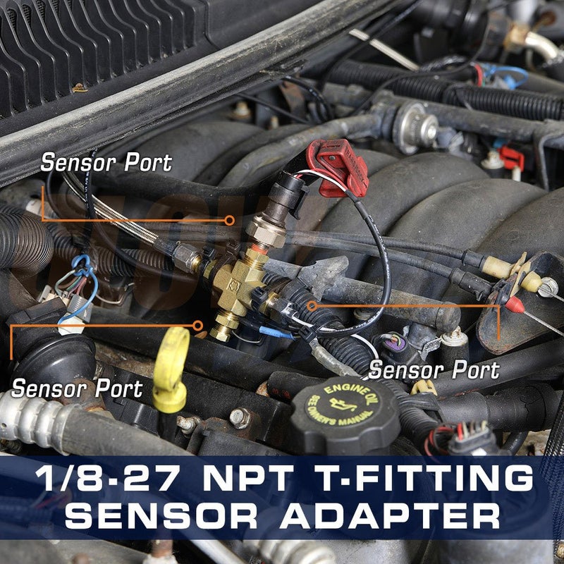 GLOWSHIFT 1/8-27 NPT T-Fitting Sensor Thread Adapter for Pressure & Temperature Gauge Sensors Sending Units - Image 2