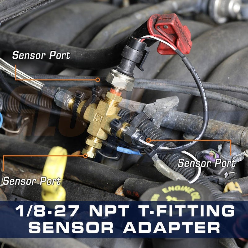 GLOWSHIFT 1/8-27 NPT T-Fitting Sensor Thread Adapter for Pressure & Temperature Gauge Sensors Sending Units - Image 3
