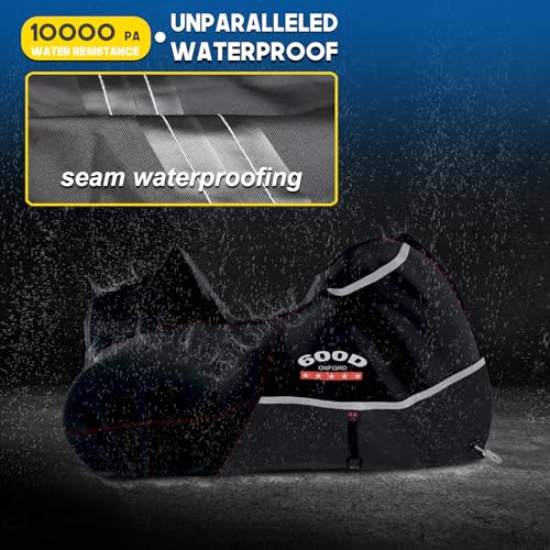 Rosefray Motorcycle Cover with Side+Top Box Heavy Duty 600D Waterproof for Touring Models Harley Davidson Ultra Limited,Road Glide Limited, Gold Wing,Road Master,Indoor & Outdoor Storage Black - Image 3