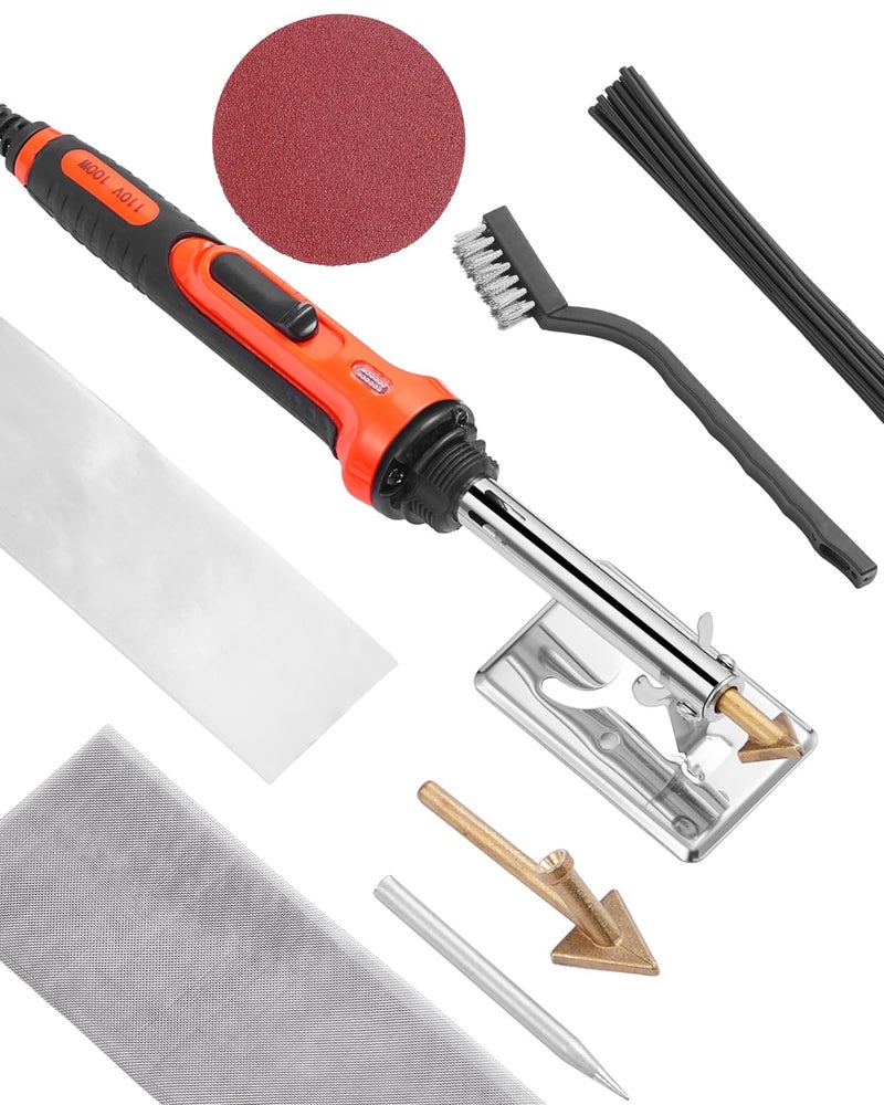 VEVOR Plastic Welder Kit 60W100W DualPower Plastic Welding Soldering Iron with 3 Welding Tips and 20 Welding Rods Professional Plastic Repair Welding Tool for Car Bumper Kayaks Toys Electronics