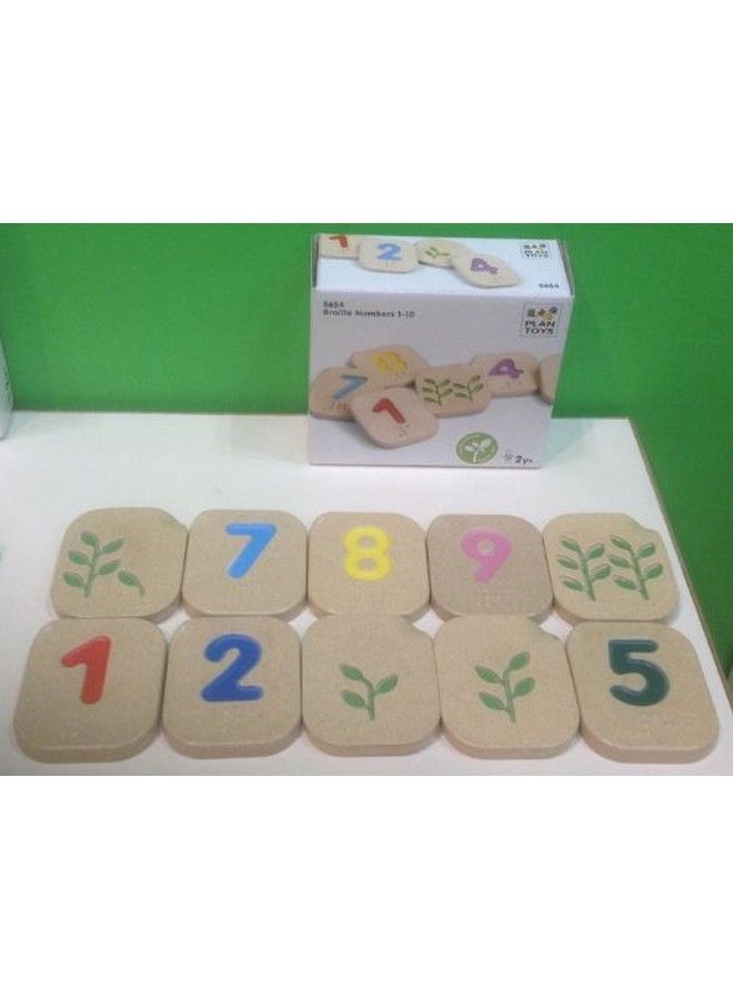 PlanToys Wooden Braille Number Tiles 1 10 (5654) ; Sustainably Made From Rubberwood And Non Toxic Paints And Dyes - Image 5