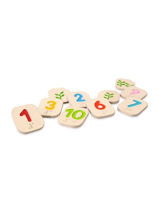 PlanToys Wooden Braille Number Tiles 1 10 (5654) ; Sustainably Made From Rubberwood And Non Toxic Paints And Dyes - Image 1