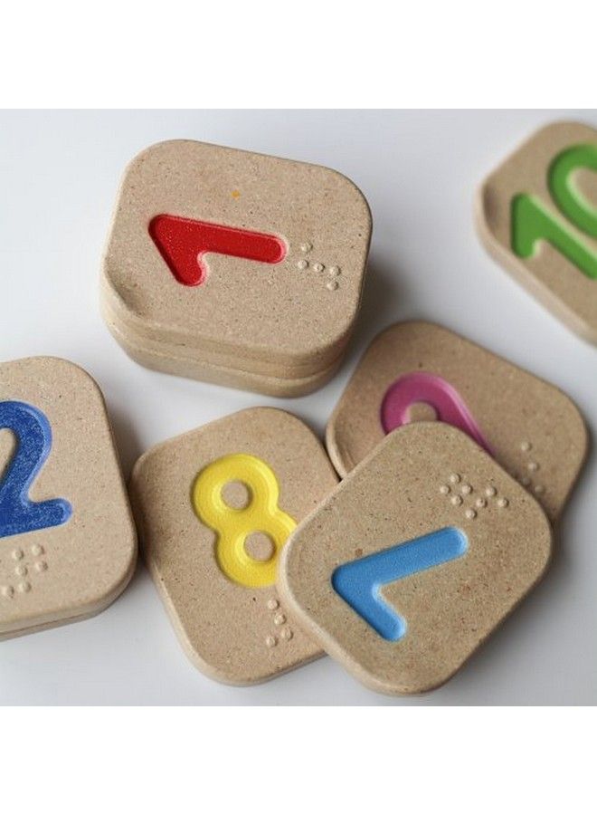 PlanToys Wooden Braille Number Tiles 1 10 (5654) ; Sustainably Made From Rubberwood And Non Toxic Paints And Dyes - Image 4
