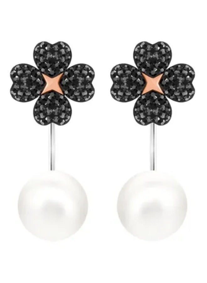 Generic Swarovski Metal Crystal And Pearl Studded Dangal Earrings