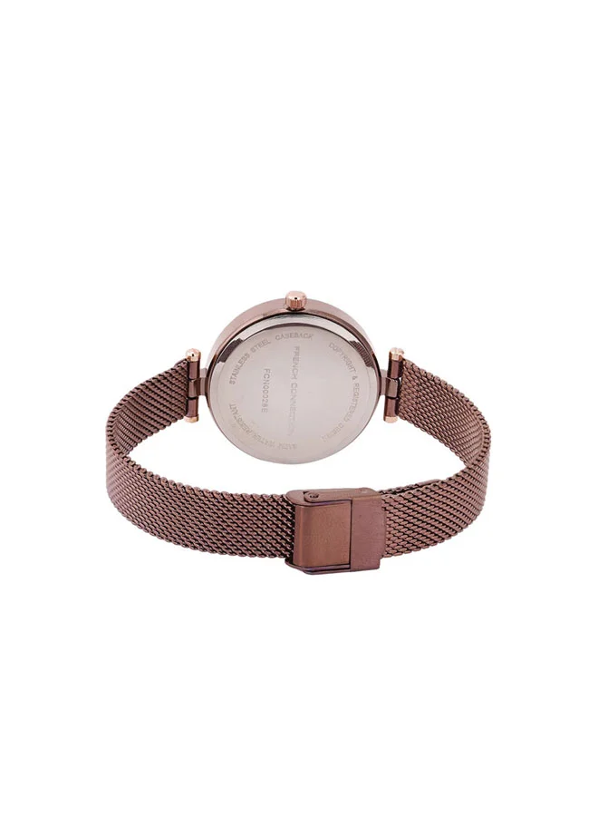 French Connection 34mm Women's Quartz Watch with Brown Dial