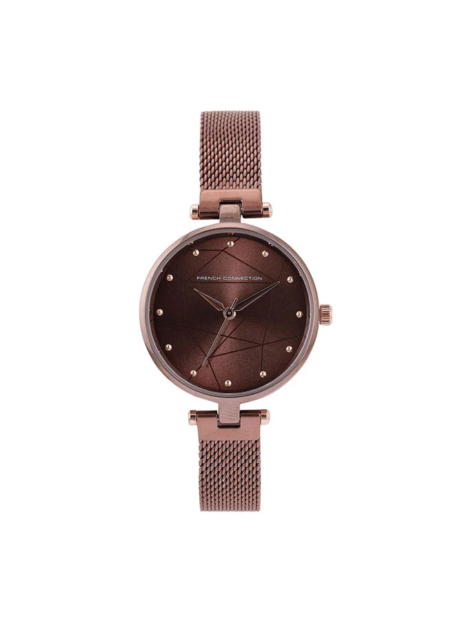 فرنش كونكشن 34mm Women's Quartz Watch with Brown Dial