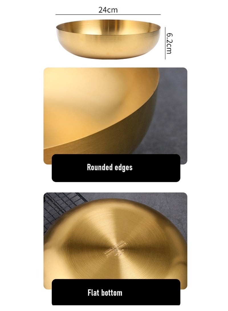 Mixing Bowl, Salad Bowl Thickened Multi Functional Easy Cleaning Golden for Noodle for Restaurant for Kitchen 24CM - Image 2