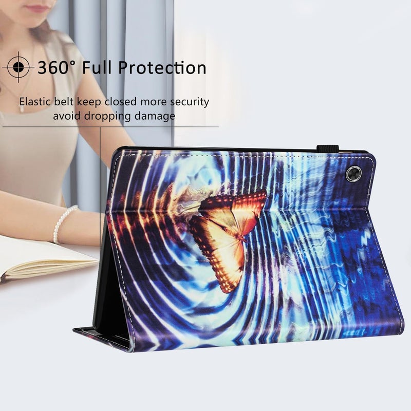 LSPCASA غلاف واقي متوافق مع Samsung Galaxy Tab A9 مقاس 8.7 بوصة SM-X110/X115 غلاف Samsung Galaxy Tab A9 مع فتحات بطاقات - غلاف جهاز لوحي Samsung A9 - فراشة - Image 3