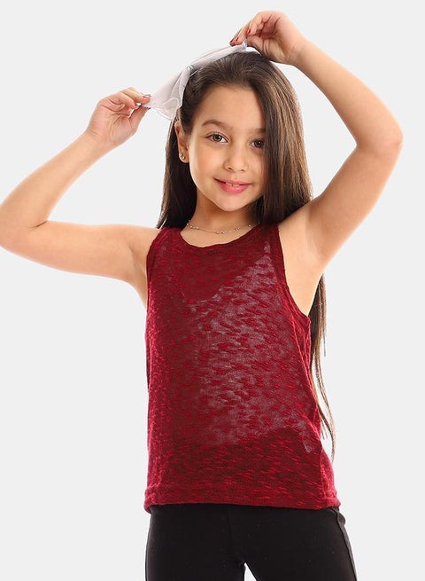 kady Girls Self Pattern Sleeveless Tank Top girls marron 4 Years