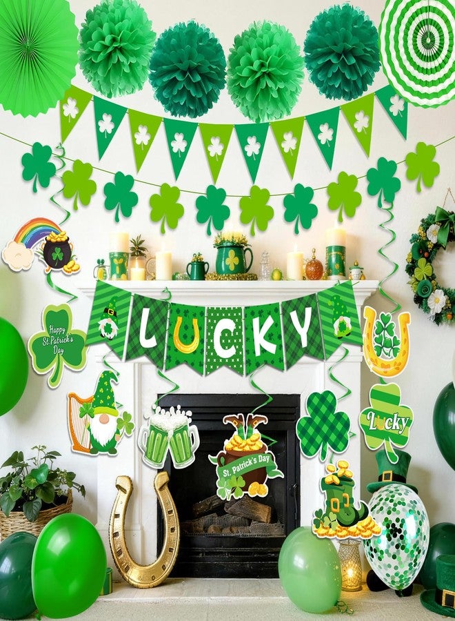 FINDRICH 47Pcs St Patricks Day Decorations, St. Patrick's Day Decorations Kit Shamrock Lucky Banner Garlands Hanging Swirls Fringe Curtain for Home Irish St. Patrick's Day Decor - Image 4
