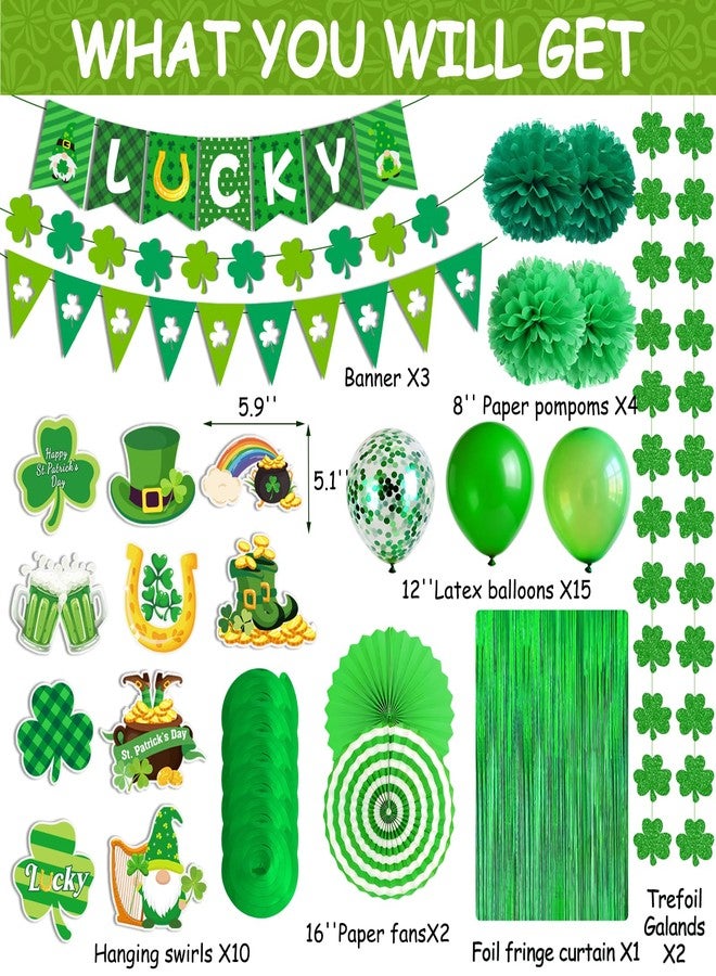 FINDRICH 47Pcs St Patricks Day Decorations, St. Patrick's Day Decorations Kit Shamrock Lucky Banner Garlands Hanging Swirls Fringe Curtain for Home Irish St. Patrick's Day Decor - Image 3
