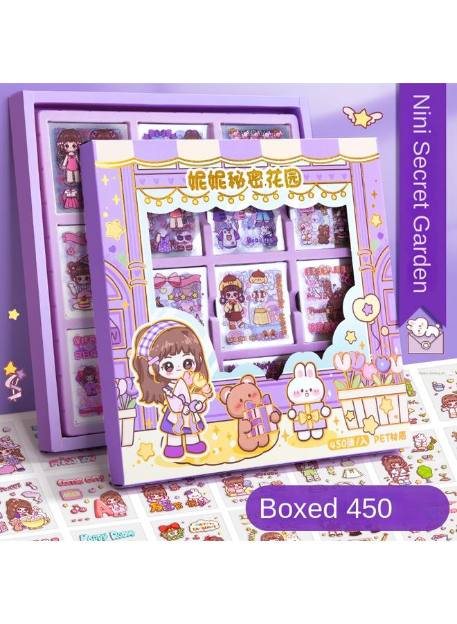 Bluejw Hand Account Sticker Suit Hand Account Sticker Material Gift Box Girl Children Cartoon Decorative Water Cup Sticker Cute Net - Image 1