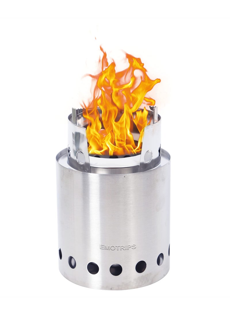 EMOT EMOT Outdoor Stainless Steel Portable Fire Pits For Outdoor Backpacking Hiking Traveling Picnic BBQ Outdoor Wood Stove Backpacking Stove 49 Inch Silver 